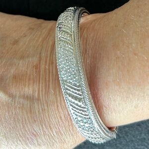 Judith Ripka Sterling Silver Diamonique Hinged Cuff Bracelet